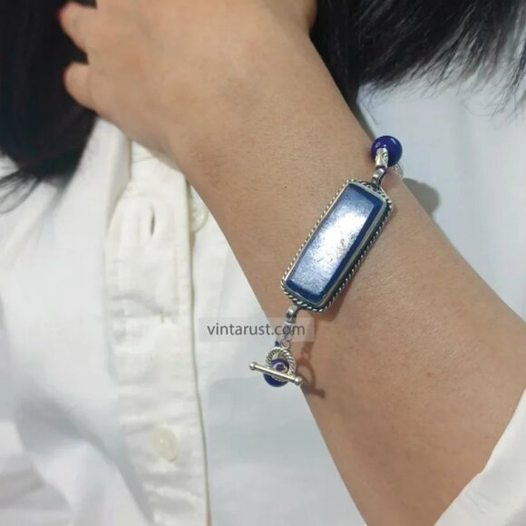 Lapis Lazuli Stone Jewelry Necklace with Lapis Bracelet - Picture 3 of 3